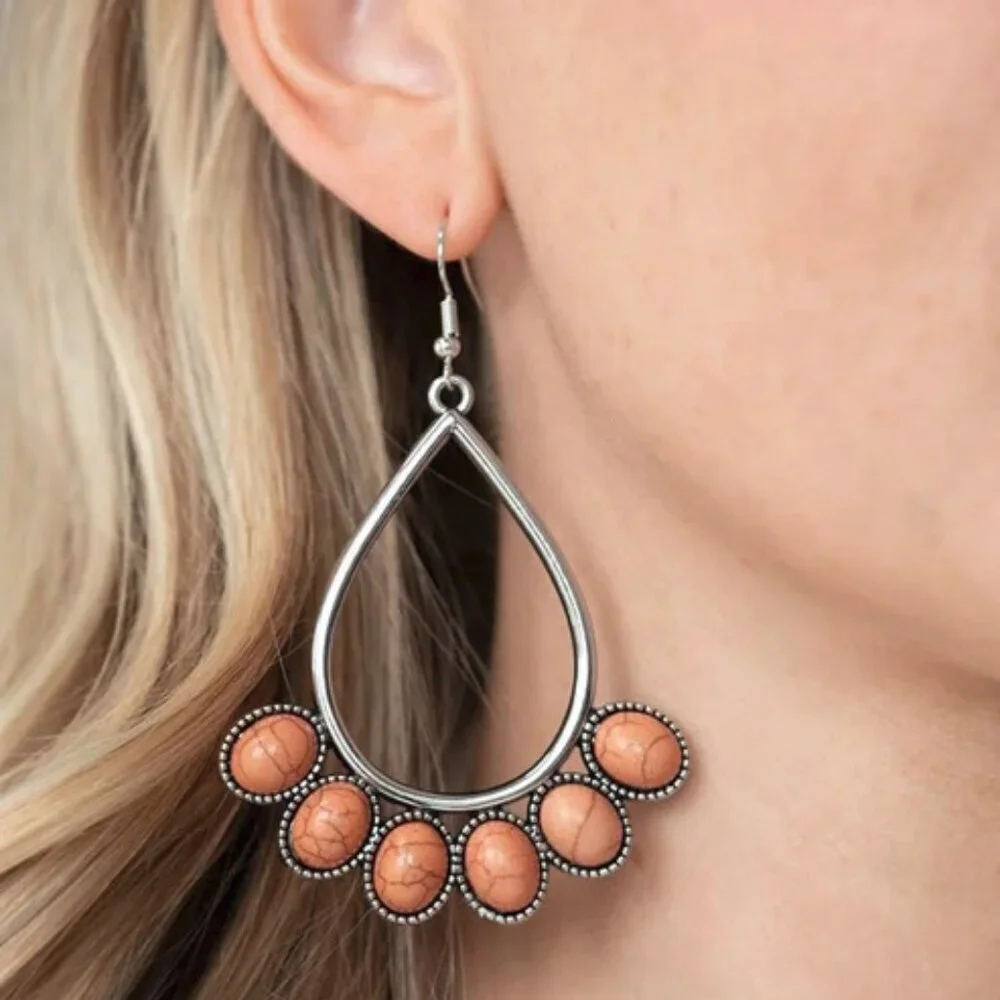 Paparazzi Jewelry Accessories - Stone Sky - Brown Earrings - Vintage